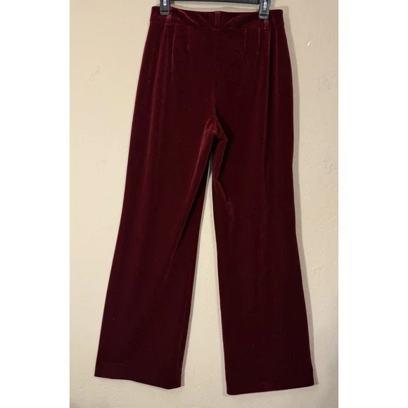 White House Black Market Luna Wide Leg Trousers Women 8 Red Velvet Holidays - Picture 7 of 7